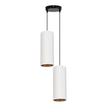 Lámpara colgante con cable AVALO 2xE27/60W/230V diámetro 20 cm blanco/cobre