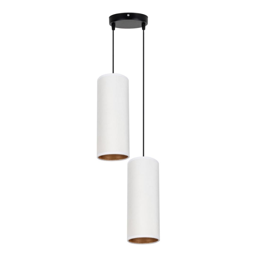 Lámpara colgante con cable AVALO 2xE27/60W/230V diámetro 20 cm blanco/cobre
