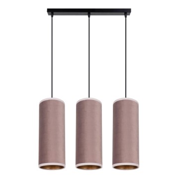 Lámpara colgante con cable AVALO 3xE27/60W/230V rosa/cobre