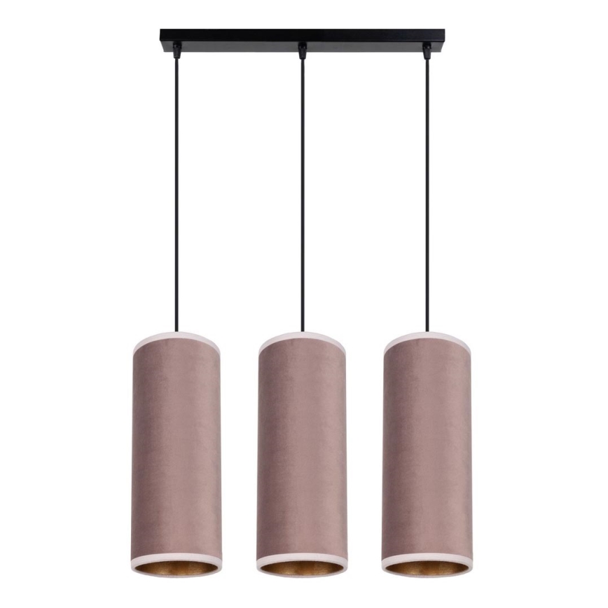 Lámpara colgante con cable AVALO 3xE27/60W/230V rosa/cobre