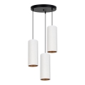 Lámpara colgante con cable AVALO 3xE27/60W/230V Ø 35 cm blanca/cobre