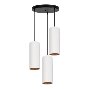 Lámpara colgante con cable AVALO 3xE27/60W/230V Ø 35 cm blanca/cobre
