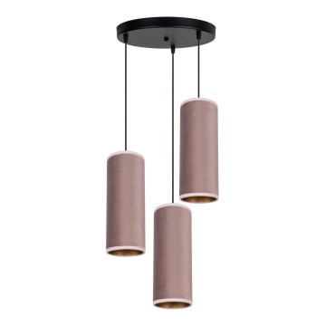 Lámpara colgante con cable AVALO 3xE27/60W/230V Ø 35 cm rosa/cobre