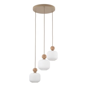 Lámpara colgante con cable BALLO 3xE14/10W/230V beige