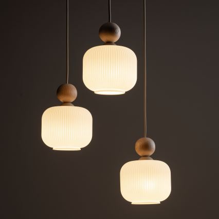 Lámpara colgante con cable BALLO 3xE14/10W/230V beige