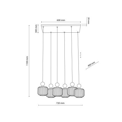 Lámpara colgante con cable BALLO 6xE14/10W/230V beige