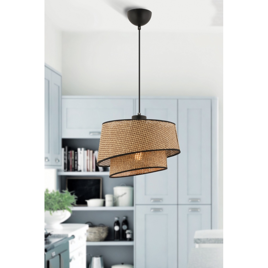 Lámpara colgante con cable BARETTE 1xE27/60W/230V marrón/negro