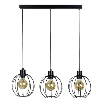 Lámpara colgante con cable BERIS 3xE27/60W/230V roble