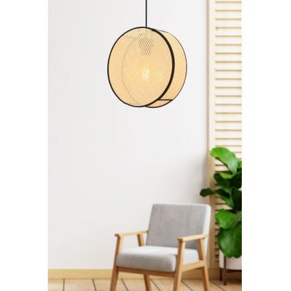 Lámpara colgante con cable BIG DRUM 1xE27/60W/230V beige/negro