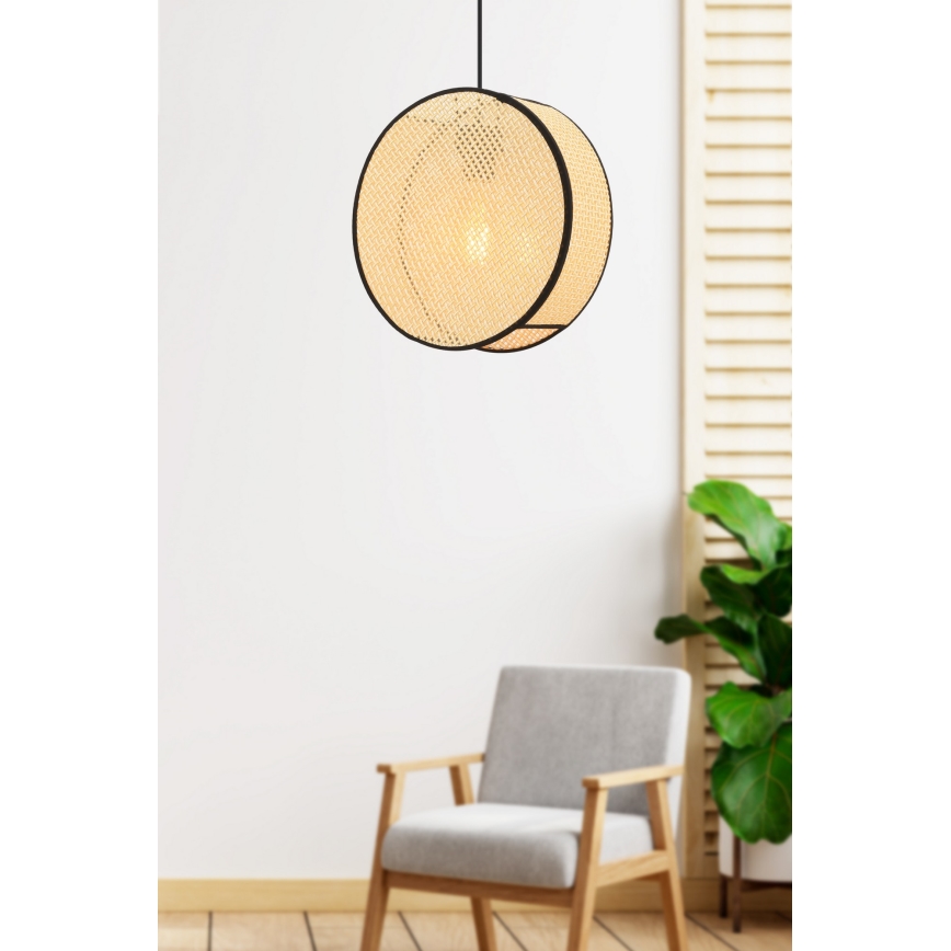 Lámpara colgante con cable BIG DRUM 1xE27/60W/230V beige/negro