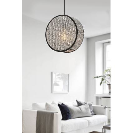 Lámpara colgante con cable BIG DRUM 1xE27/60W/230V gris/negro