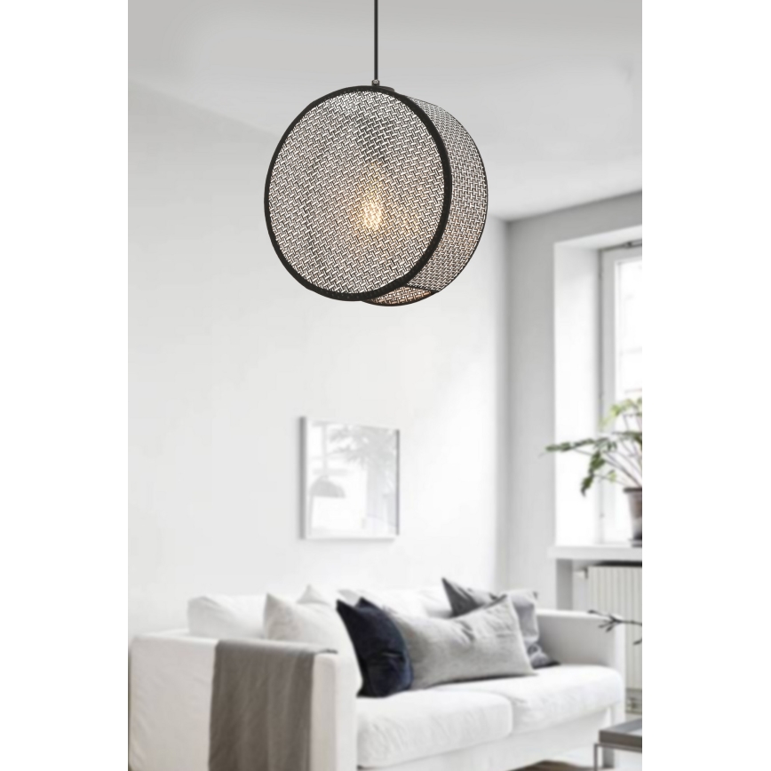 Lámpara colgante con cable BIG DRUM 1xE27/60W/230V gris/negro