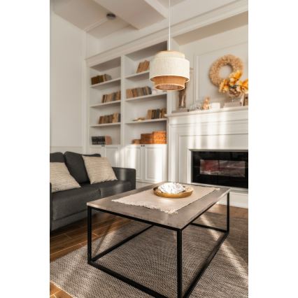 Lámpara colgante con cable BOHO 1xE27/60W/230V diámetro 20 cm blanco/yute