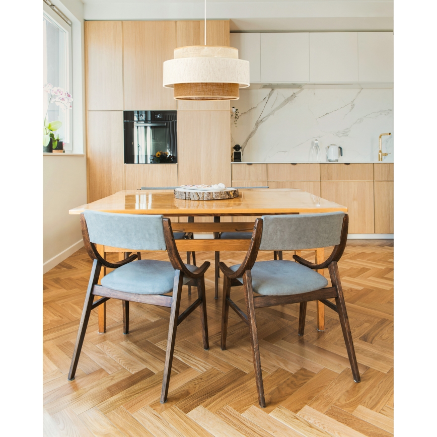 Lámpara colgante con cable BOHO 1xE27/60W/230V Ø 40 cm blanco/juta