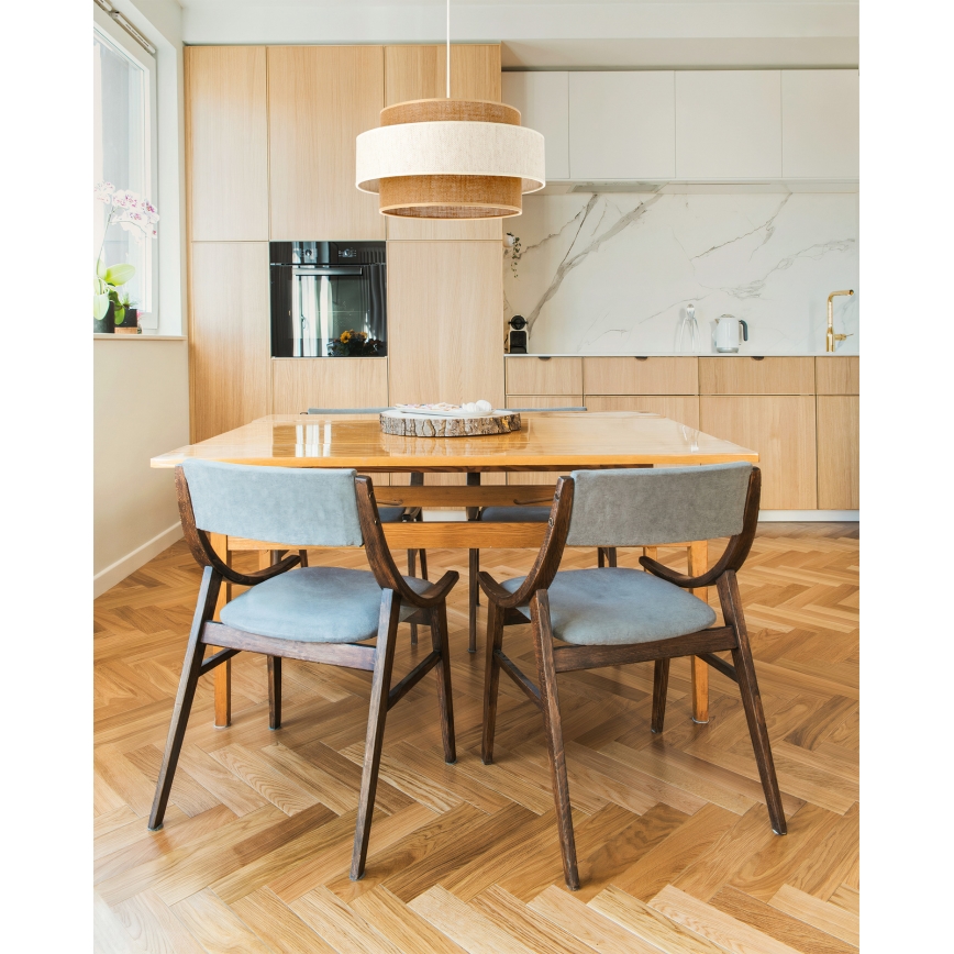 Lámpara colgante con cable BOHO 1xE27/60W/230V Ø 40 cm crema/yute