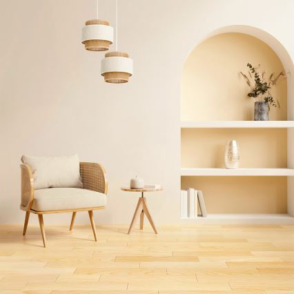 Lámpara colgante con cable BOHO 2xE27/60W/230V crema/yute