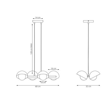 Lámpara colgante con cable BOOM 4xG9/8W/230V blanca