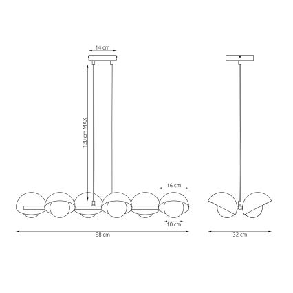 Lámpara colgante con cable BOOM 6xG9/8W/230V negra