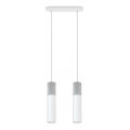 Lámpara colgante con cable BORGIO 2xGU10/40W/230V hormigón/metal blanco