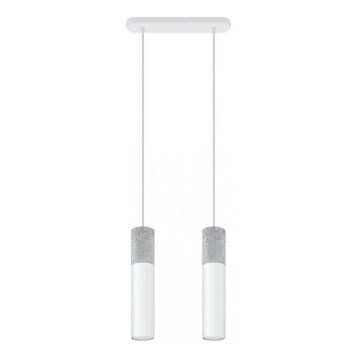 Lámpara colgante con cable BORGIO 2xGU10/40W/230V hormigón/metal blanco