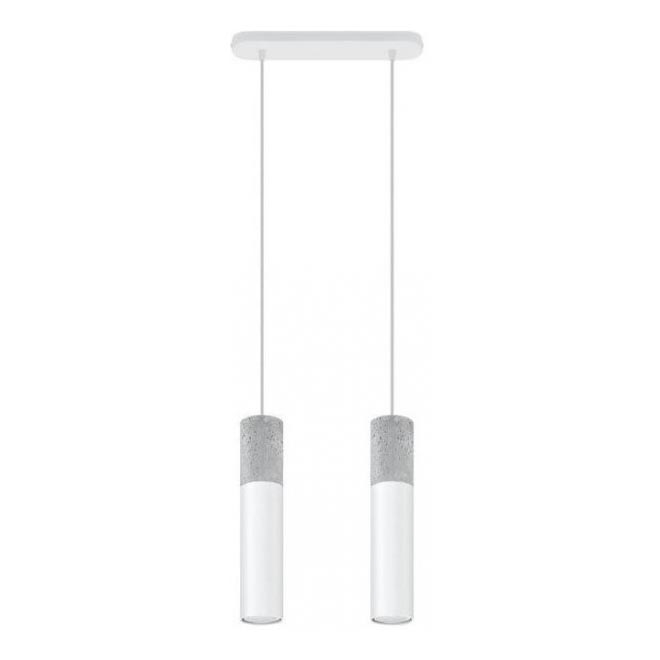 Lámpara colgante con cable BORGIO 2xGU10/40W/230V hormigón/metal blanco
