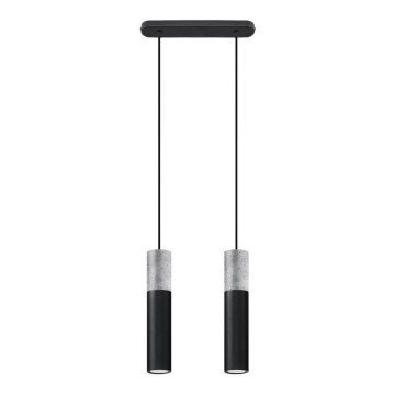 Lámpara colgante con cable BORGIO 2xGU10/40W/230V hormigón/metal negro