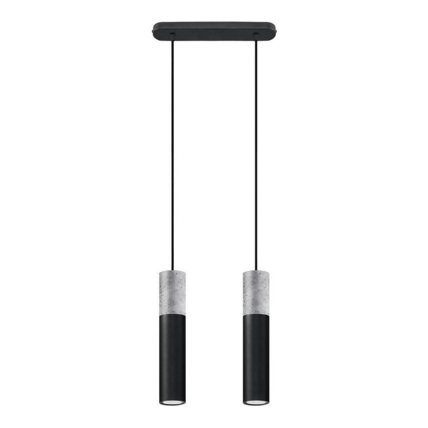 Lámpara colgante con cable BORGIO 2xGU10/40W/230V hormigón/metal negro