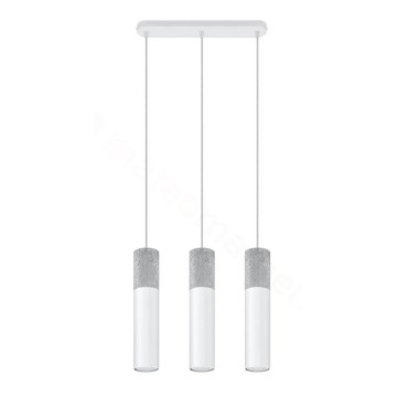 Lámpara colgante con cable BORGIO 3xGU10/40W/230V hormigón/metal blanco