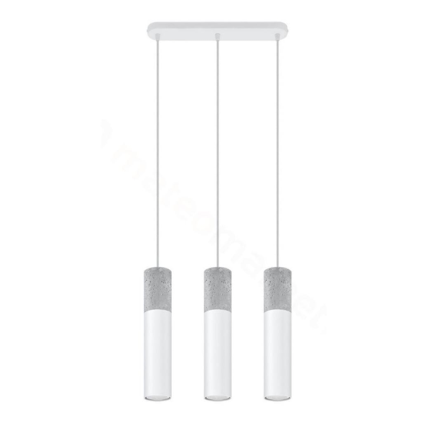 Lámpara colgante con cable BORGIO 3xGU10/40W/230V hormigón/metal blanco