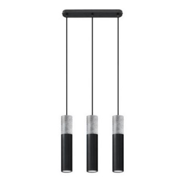 Lámpara colgante con cable BORGIO 3xGU10/40W/230V hormigón/metal negro