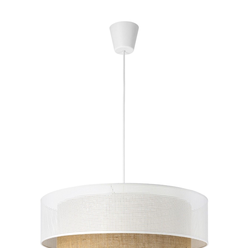 Lámpara colgante con cable BORHO 1xE27/60W/230V blanco/yute