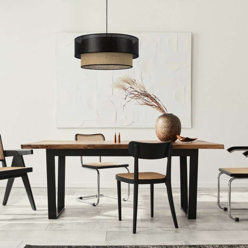 Lámpara colgante con cable BORHO 1xE27/60W/230V negro/yute