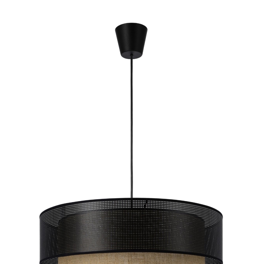 Lámpara colgante con cable BORHO 1xE27/60W/230V negro/yute