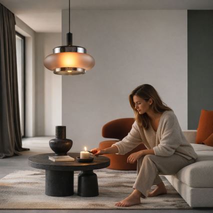 Lámpara colgante con cable BRIZI 1xE27/40W/230V gris/ahumado