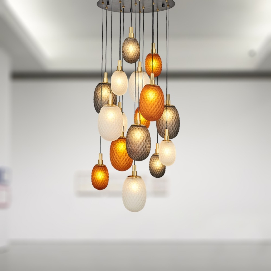 Lámpara colgante con cable CACTUS 16xG9/5W/230V cobre/gris/blanco