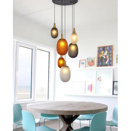 Lámpara colgante con cable CACTUS 6xG9/5W/230V cobre/gris/blanco