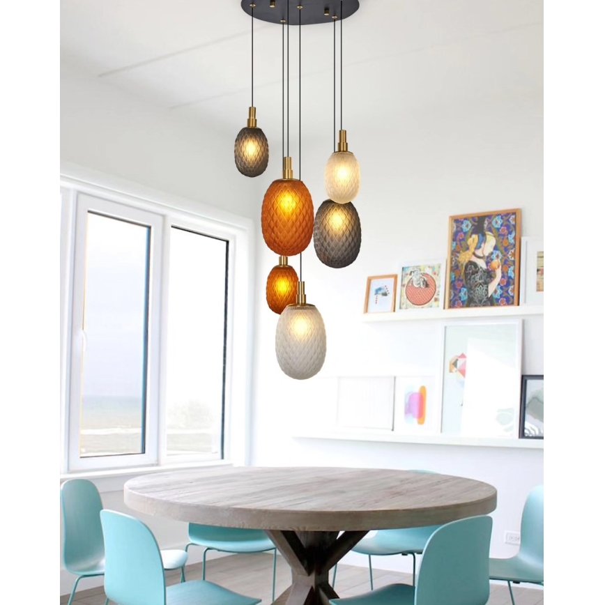 Lámpara colgante con cable CACTUS 6xG9/5W/230V cobre/gris/blanco