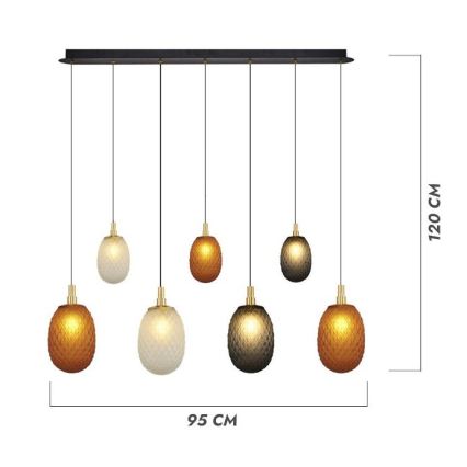 Lámpara colgante con cable CACTUS 7xG9/5W/230V cobre/gris/blanco