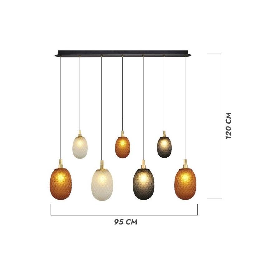 Lámpara colgante con cable CACTUS 7xG9/5W/230V cobre/gris/blanco