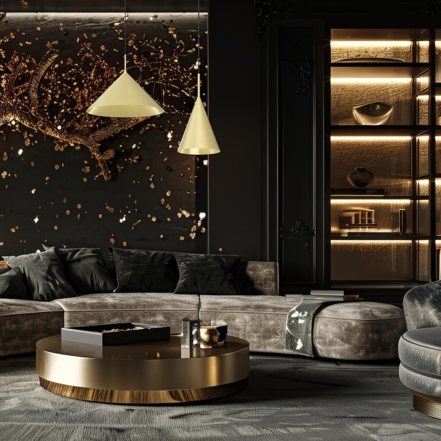 Lámpara colgante con cable CAPITAL 1xGX53/15W/230V Ø 46 cm dorada