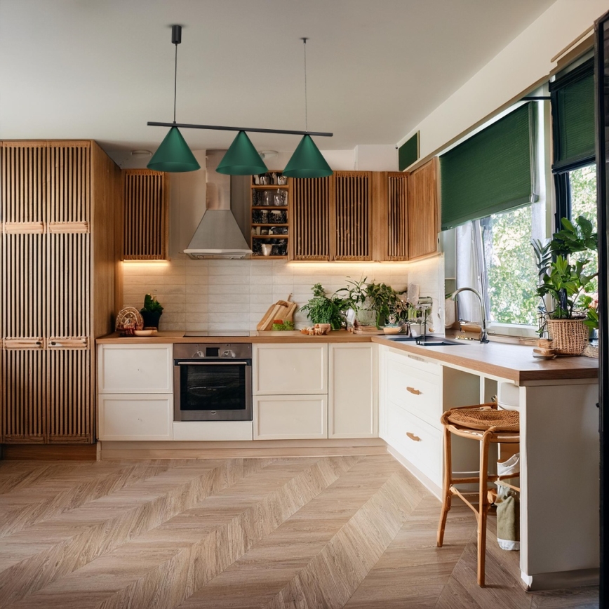 Lámpara colgante con cable CAPITAL, 3x GX53/15W/230V, color verde