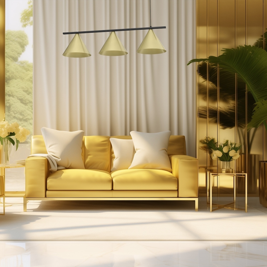 Lámpara colgante con cable CAPITAL 3xGX53/15W/230V, dorada