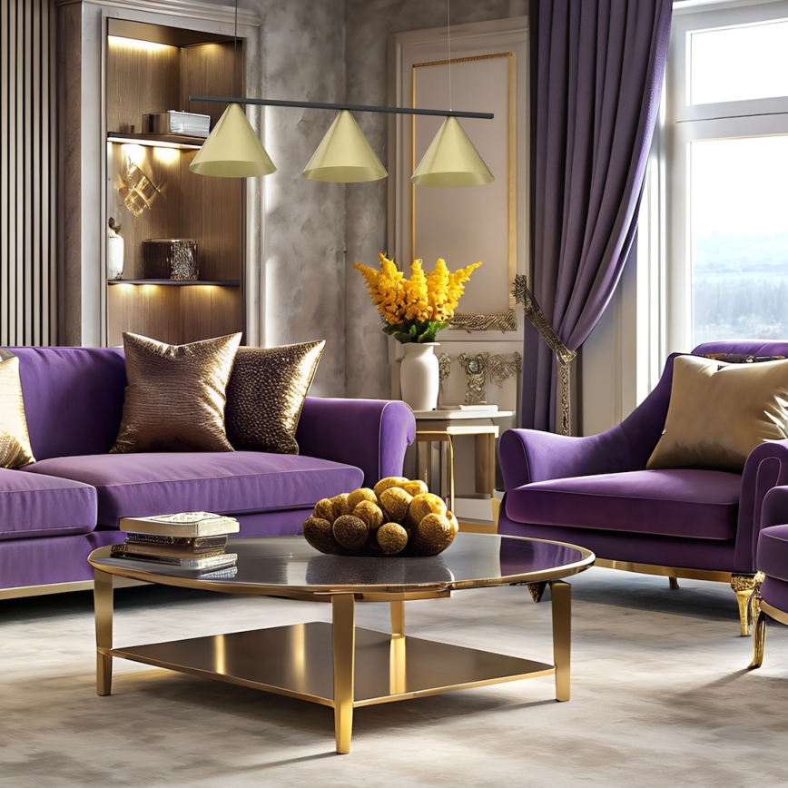 Lámpara colgante con cable CAPITAL 3xGX53/15W/230V, dorada