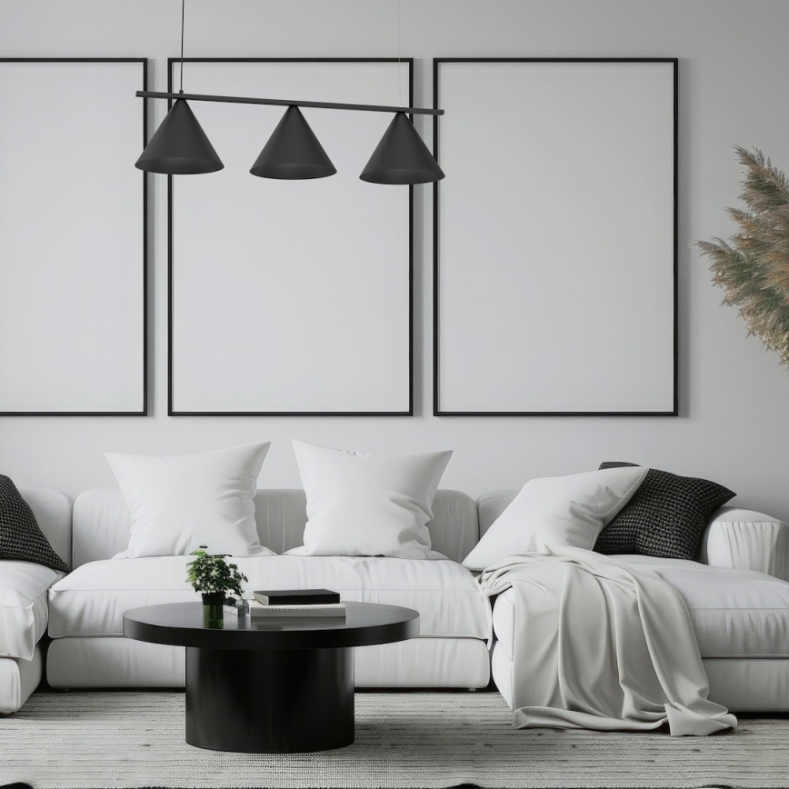 Lámpara colgante con cable CAPITAL 3xGX53/15W/230V negra