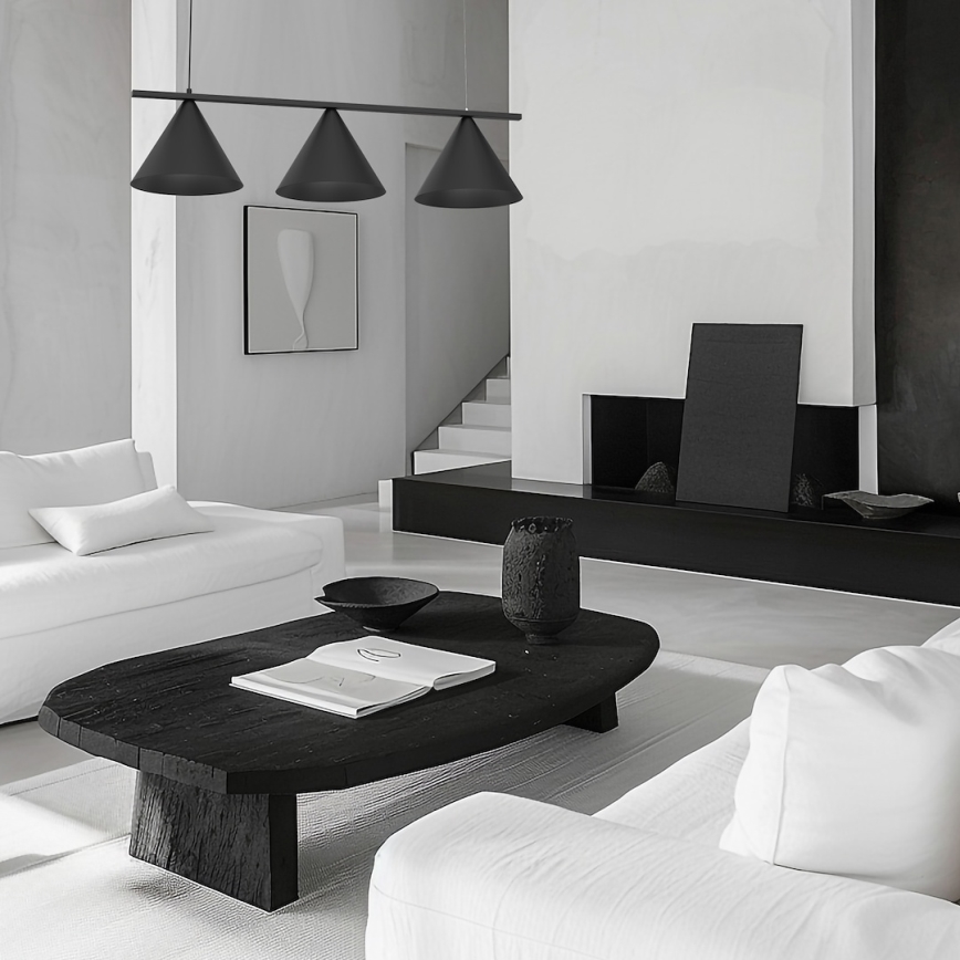 Lámpara colgante con cable CAPITAL 3xGX53/15W/230V negra