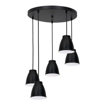 Lámpara colgante con cable CARYON 5xE14/60W/230V negro