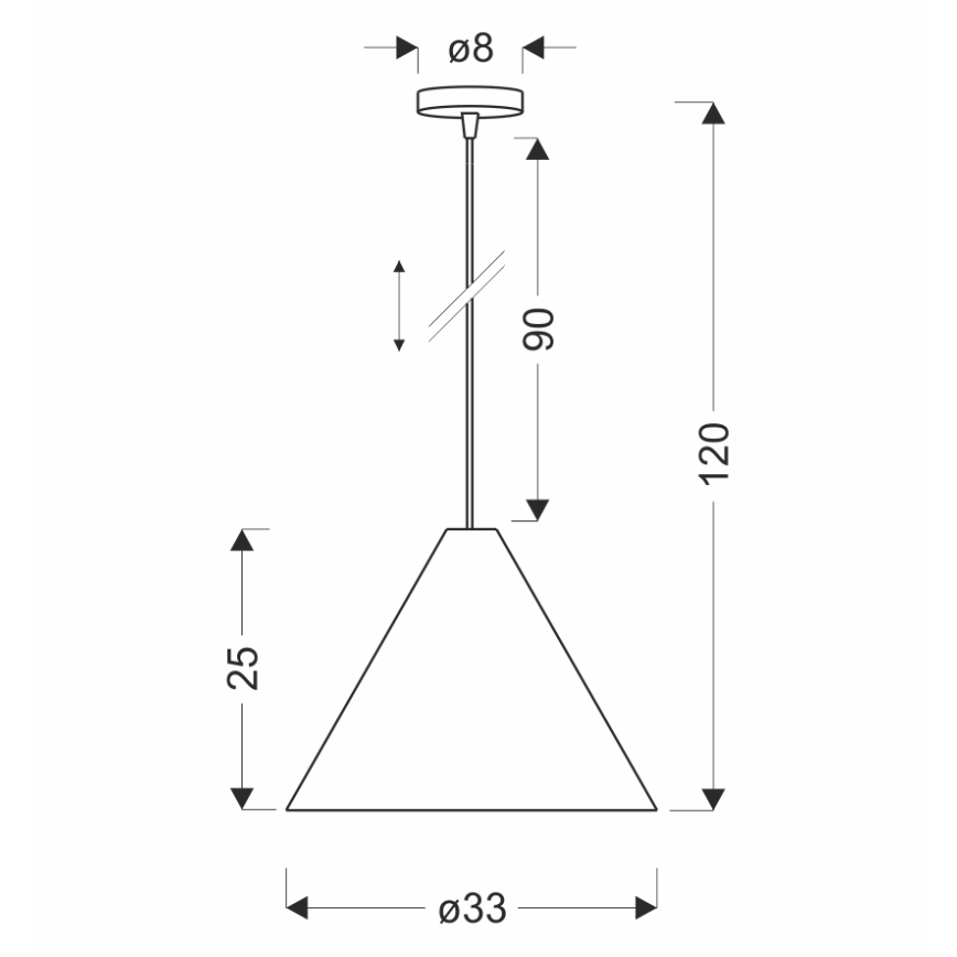 Lámpara colgante con cable CONO 1xE27/40W/230V, chapado en roble