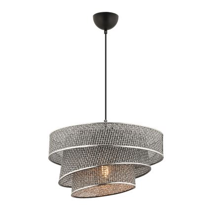 Lámpara colgante con cable COUPER 1xE27/60W/230V gris/cromo brillante