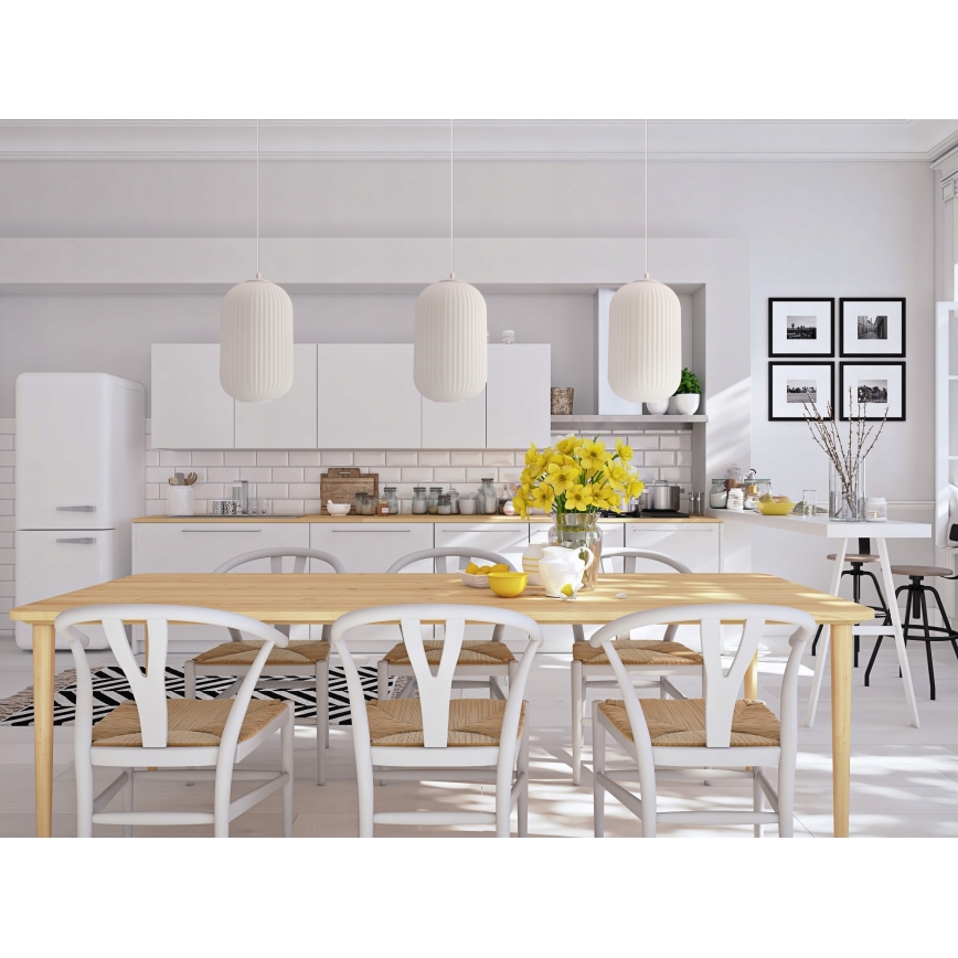 Lámpara colgante con cable CRESTO 1xE27/40W/230V blanca