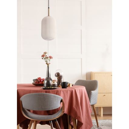 Lámpara colgante con cable CRESTO 1xE27/40W/230V blanco/dorado